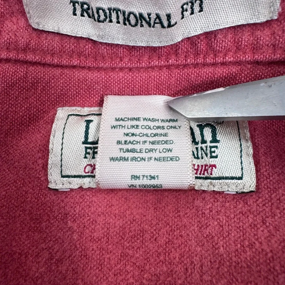 LL Bean Chamois Cloth Shirt Men XXL Tall Orange Red Outdoor Rugged Cabin Work